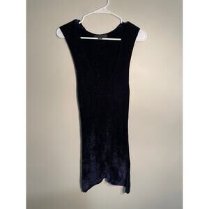 Alexander Wang Navy Blue Velvet Knit Sleeveless Tunic Top One Size